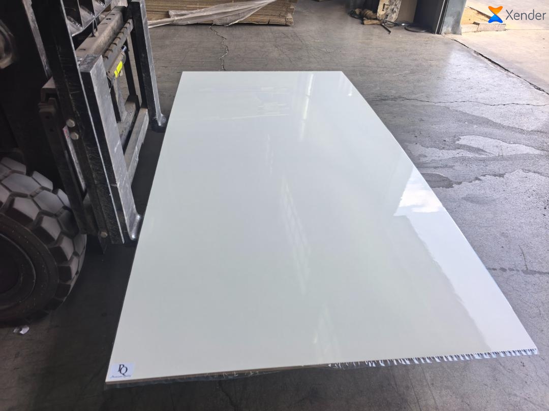 Premium white honeycomb-core sheet in a warehouse